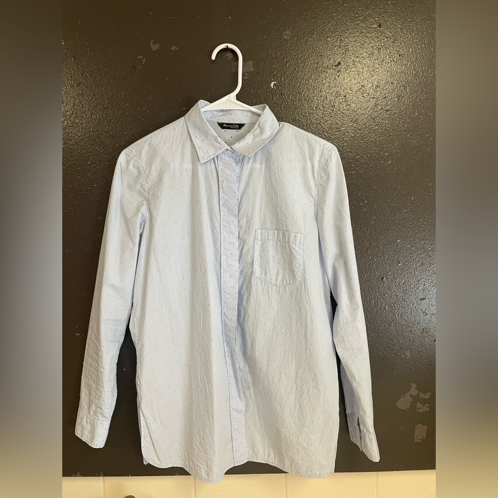 Massimo Dutti Light Blue and dark blue dots Button Down Shirt women’s